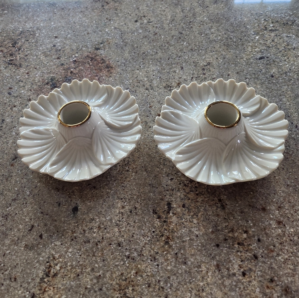 SHELLS🐚  LENOX 🐚 shell design Vintage Candleholders